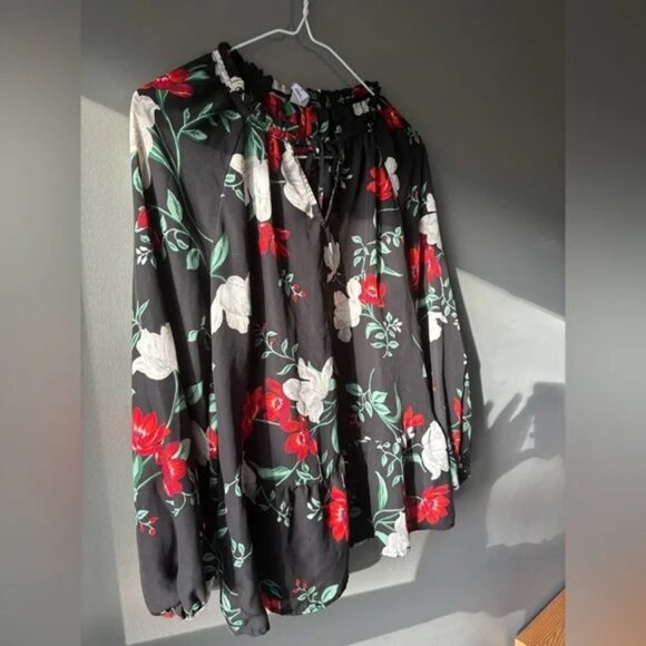 Old Navy Multicolor Floral Long Sleeve Babydoll Blouse womens Small - Picture 6 of 8